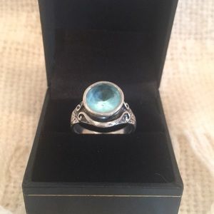 Sterling silver and aqua/topaz ring.